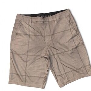 Men's Tan Plaid Hang Ten board shorts size 32‎ skater surfing